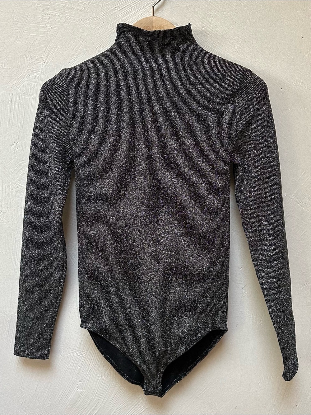Women's Metallic Gray Turtleneck Bodysuit
